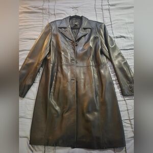 Black Alfani Leather Women's Trench Coat
